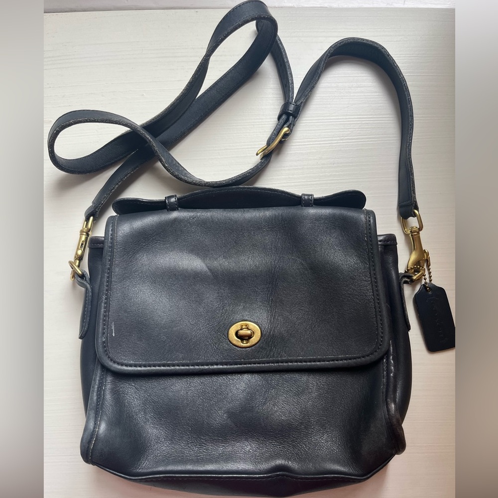 Coach Leather Grey/Blue Crossbody Bag